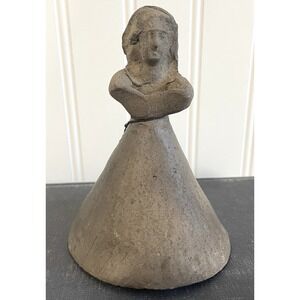 Vintage Woman Primitive Black Clay Bell Mexican Oaxaca Folk Art Barro Negro 4.25
